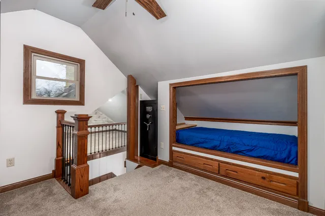 a view of an empty room with cabinet