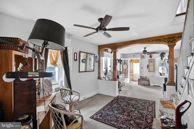 a living room with furniture