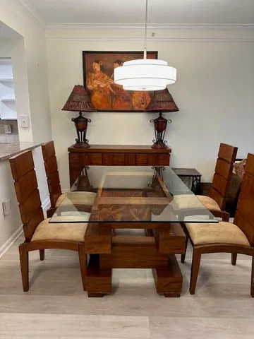 a workspace with furniture and window