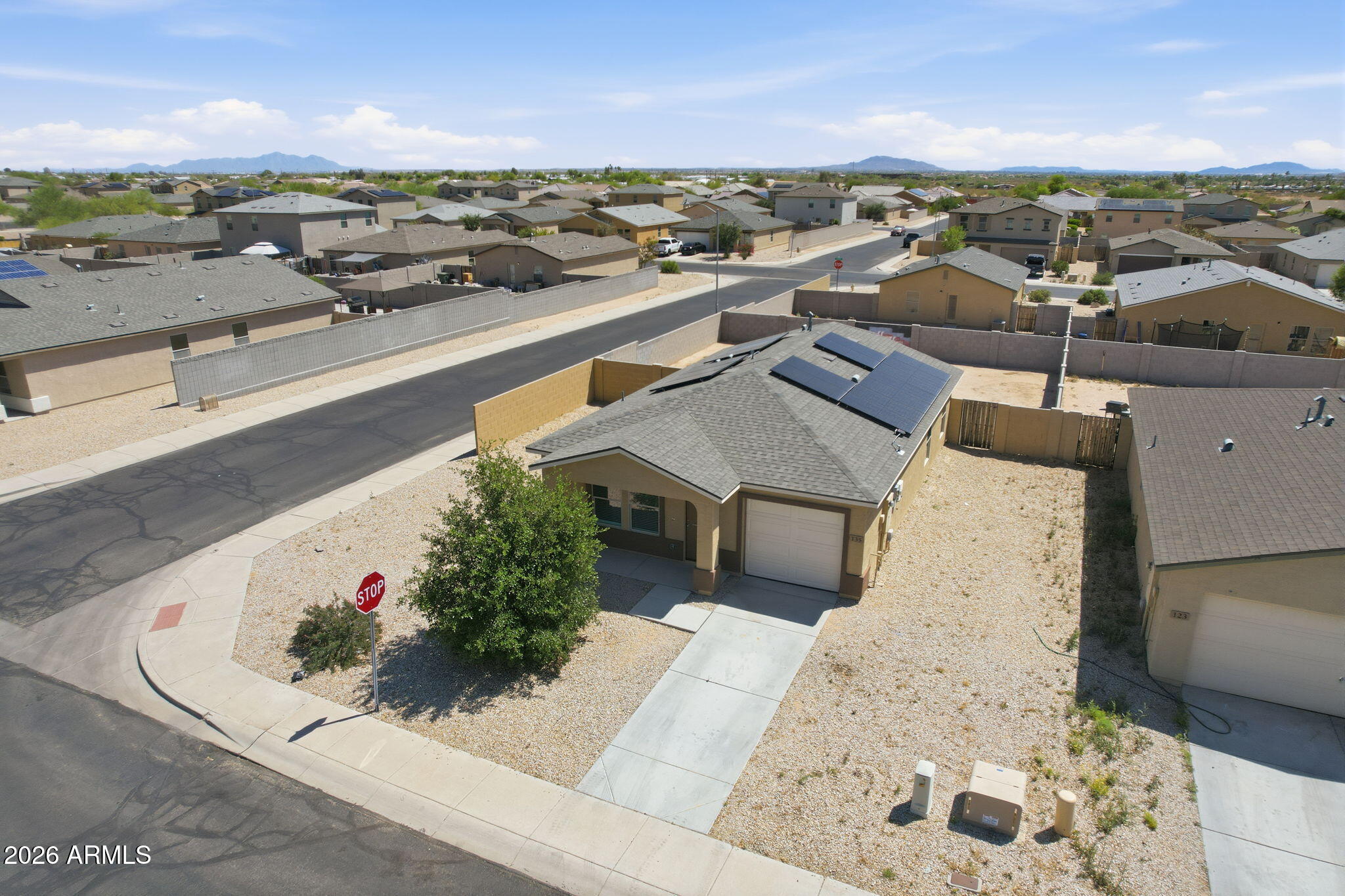 an aerial view of a house