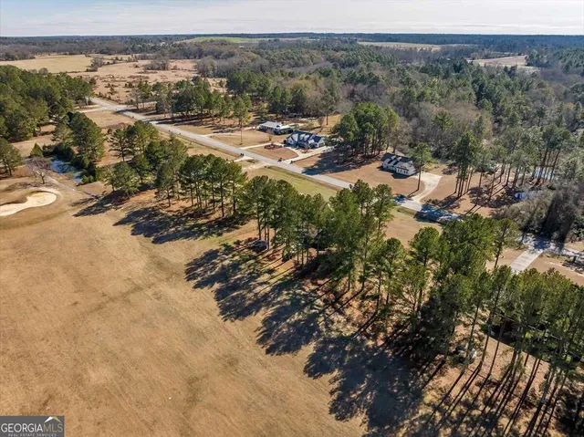 an aerial view of a houses with a lake view