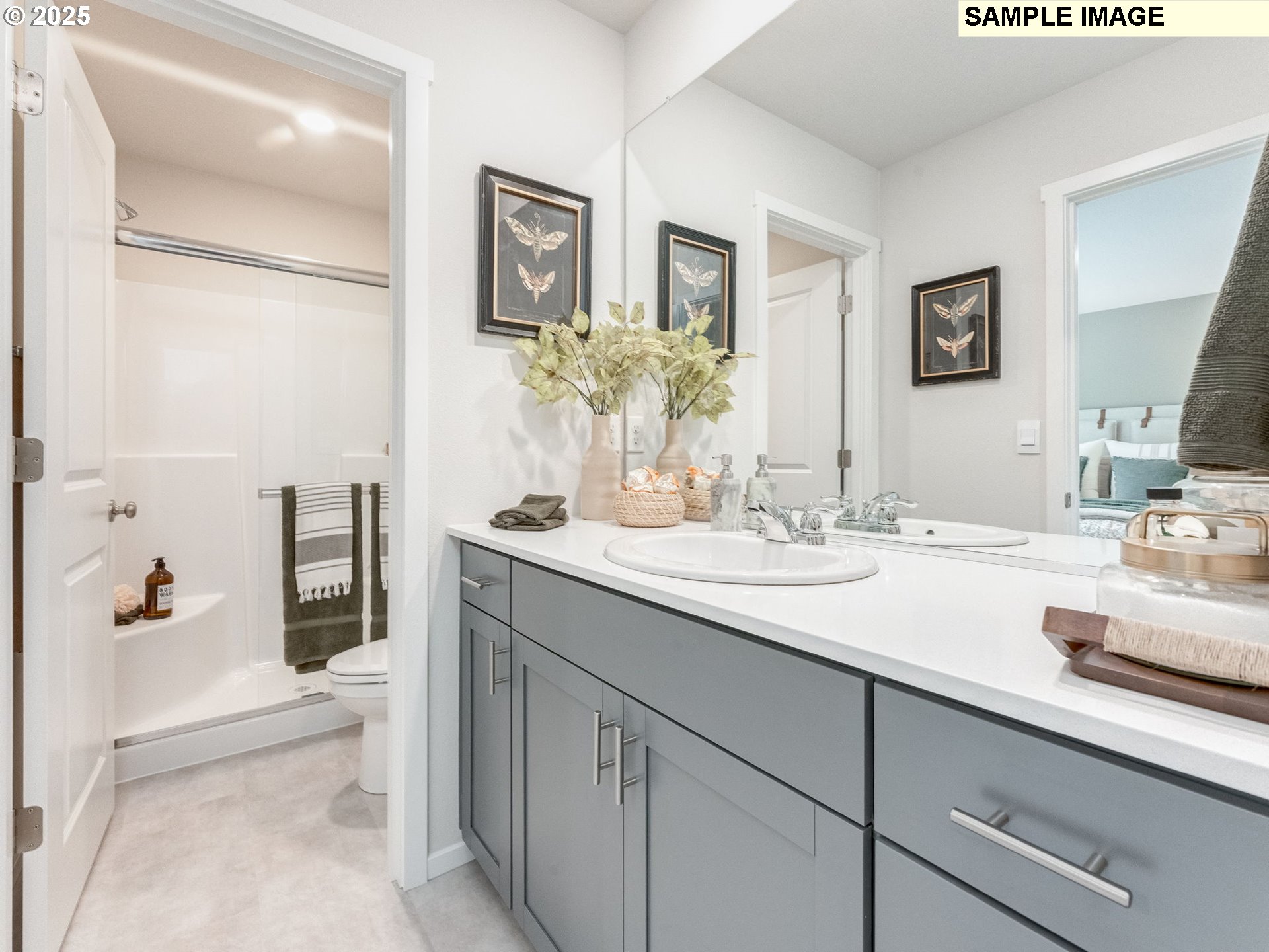 1113 Southeast 194th Place Camas, WA 98607 - Photo 22 of 27 a bathroom with a double vanity sink and a mirror