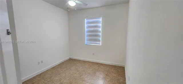 a view of a small space with a window