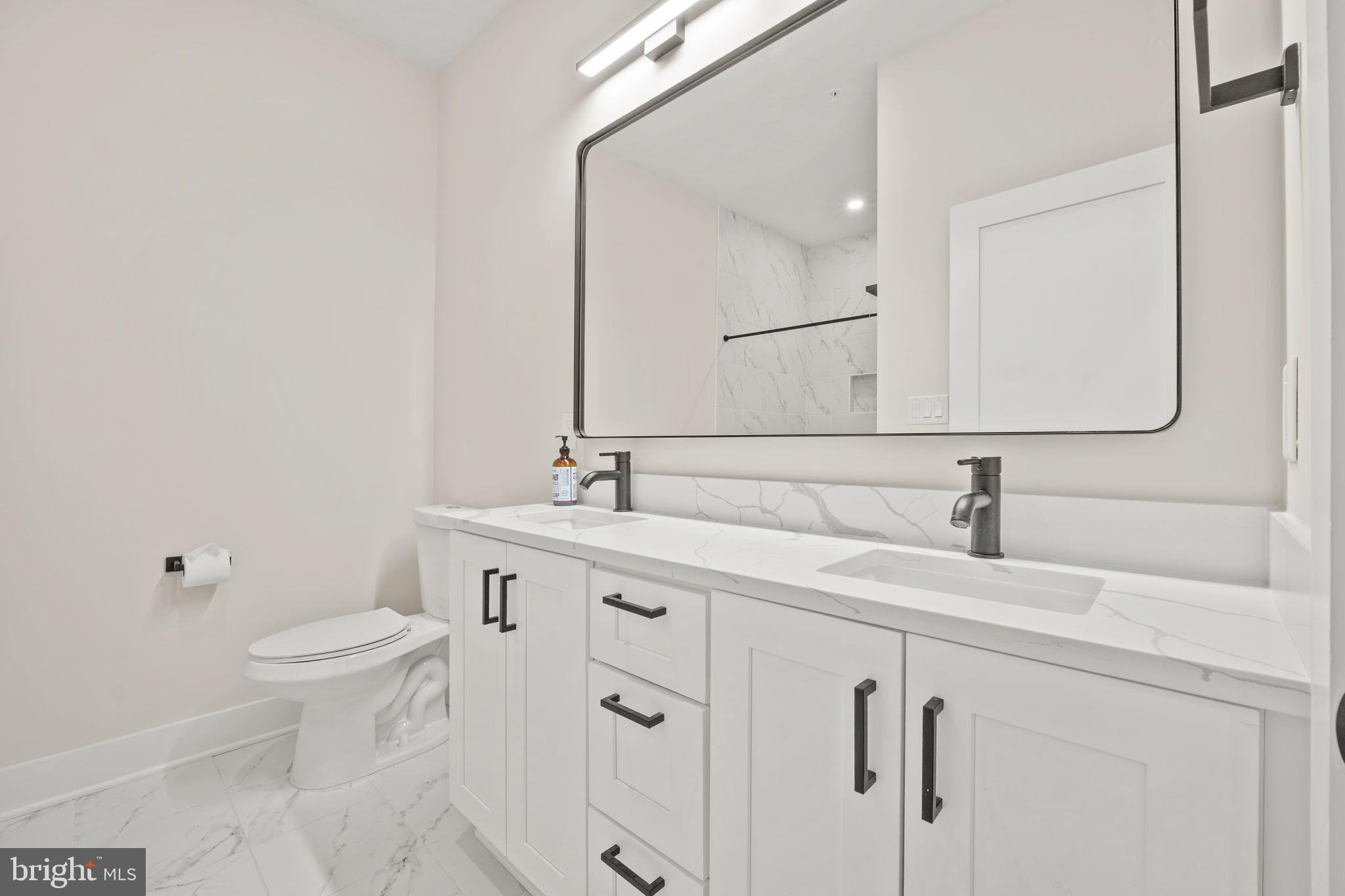 1923 Capitol Avenue Northeast, Unit 2 Washington, DC 20002 - Photo 26 of 32 a bathroom with a sink a toilet and a mirror