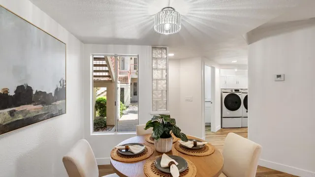 a kitchen with a sink tub and potted plant