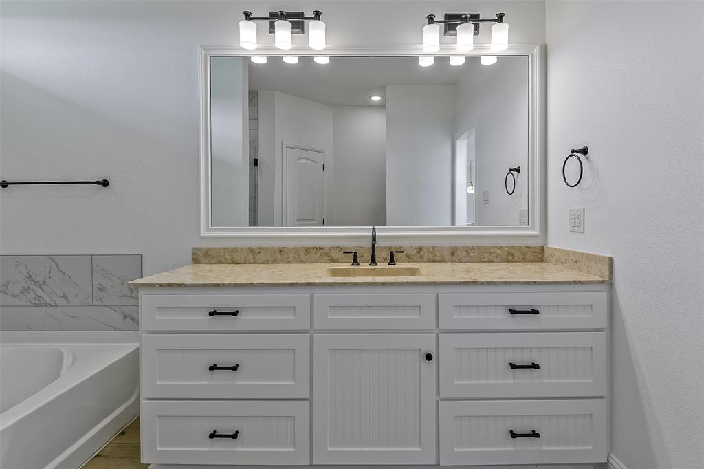 138 Zmolek Road Alma, TX 75119 - Photo 20 of 29 a bathroom with a sink vanity and mirror