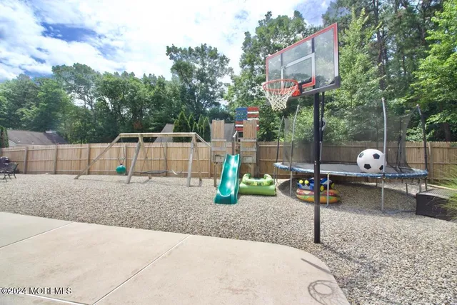 a view of a park with swings
