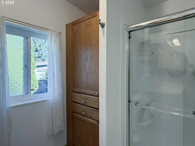 a view of small space with racks on the wall