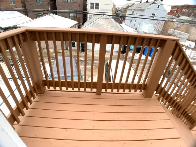 a view of wooden balcony