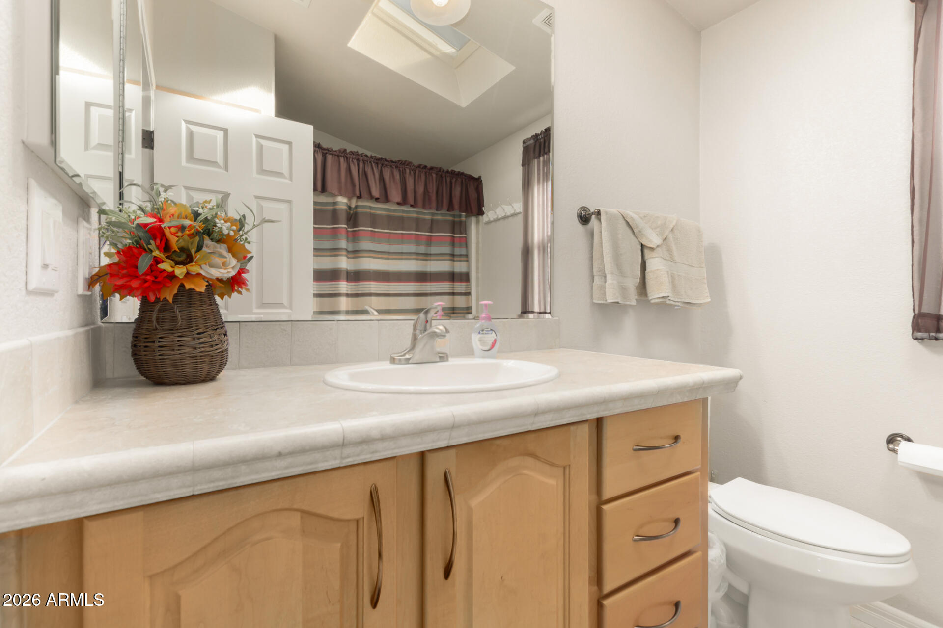 3301 South Goldfield Road, Unit 4086 Apache Junction, AZ 85119 - Photo 31 of 42 a bathroom with a sink a toilet and a mirror