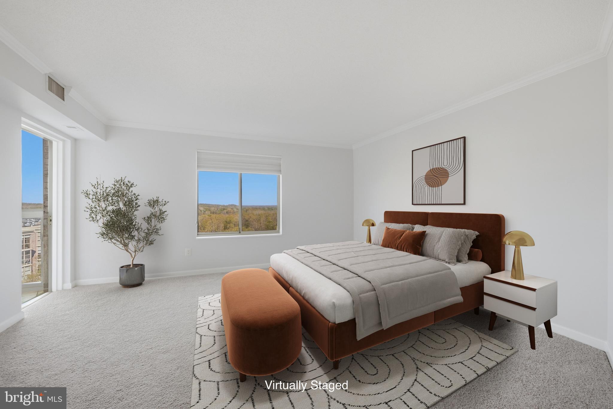 19385 Cypress Ridge Terrace, Unit 514 Leesburg, VA 20176 - Photo 36 of 81 Primary Bedroom with incredible views, new carpet