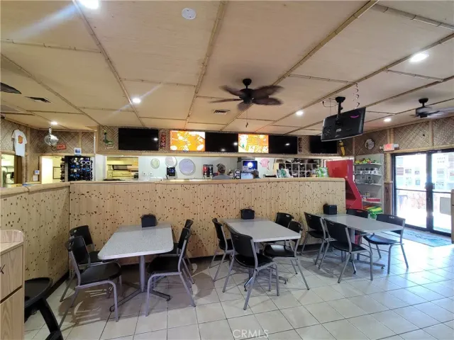 a view of a dining area with furniture