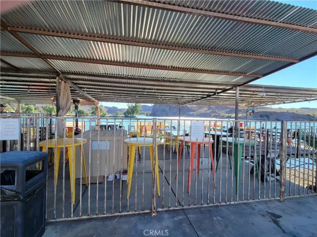 a view of a terrace with a bench