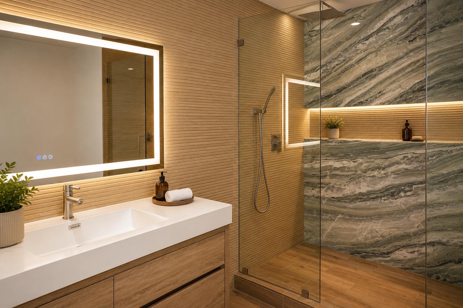 4815 Cleveland Street Hollywood, FL 33021 - Photo 11 of 31 a bathroom with a sink and a mirror