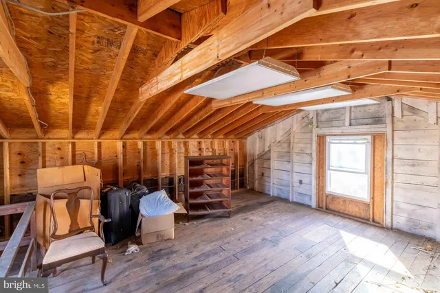 a view of a yard with a chair