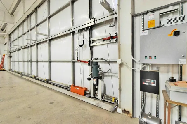 a view of a garage with furniture