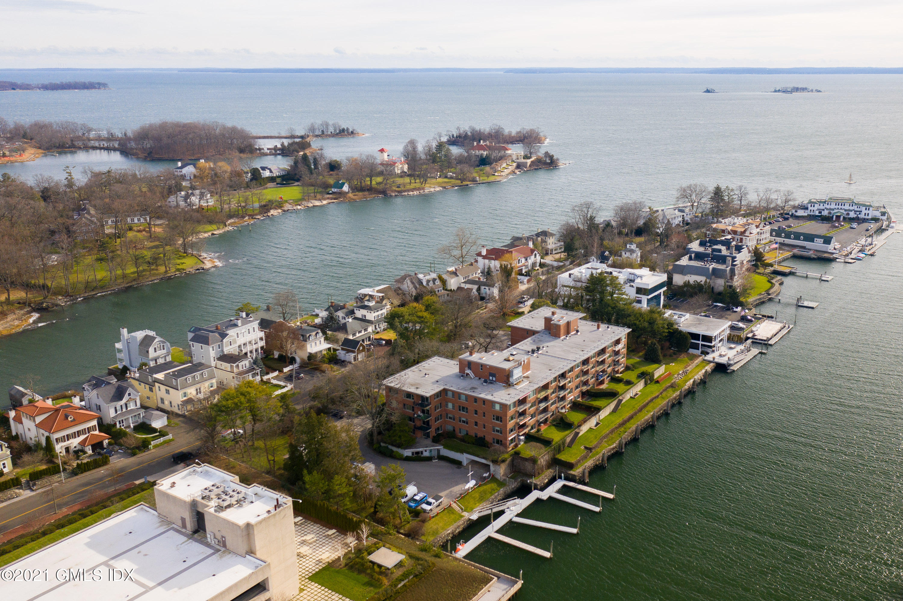 623 Steamboat Road, Unit A Greenwich, CT 06830 - Photo 42 of 43 an aerial view of a house with a lake view
