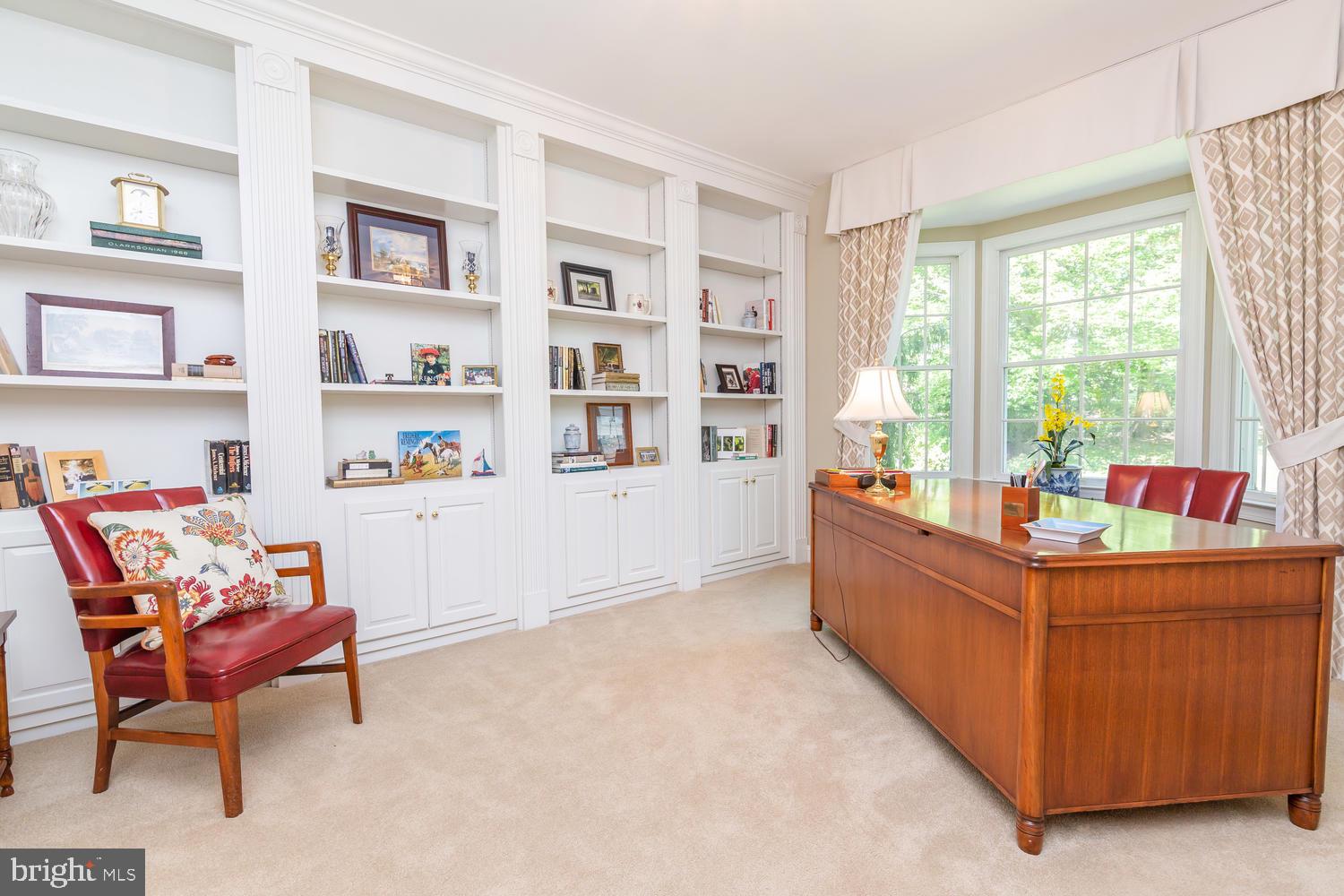 Office with built-in bookcases