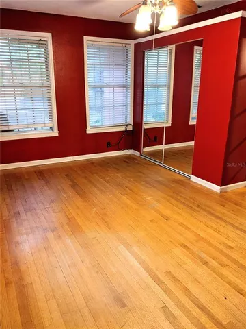 an empty room with windows