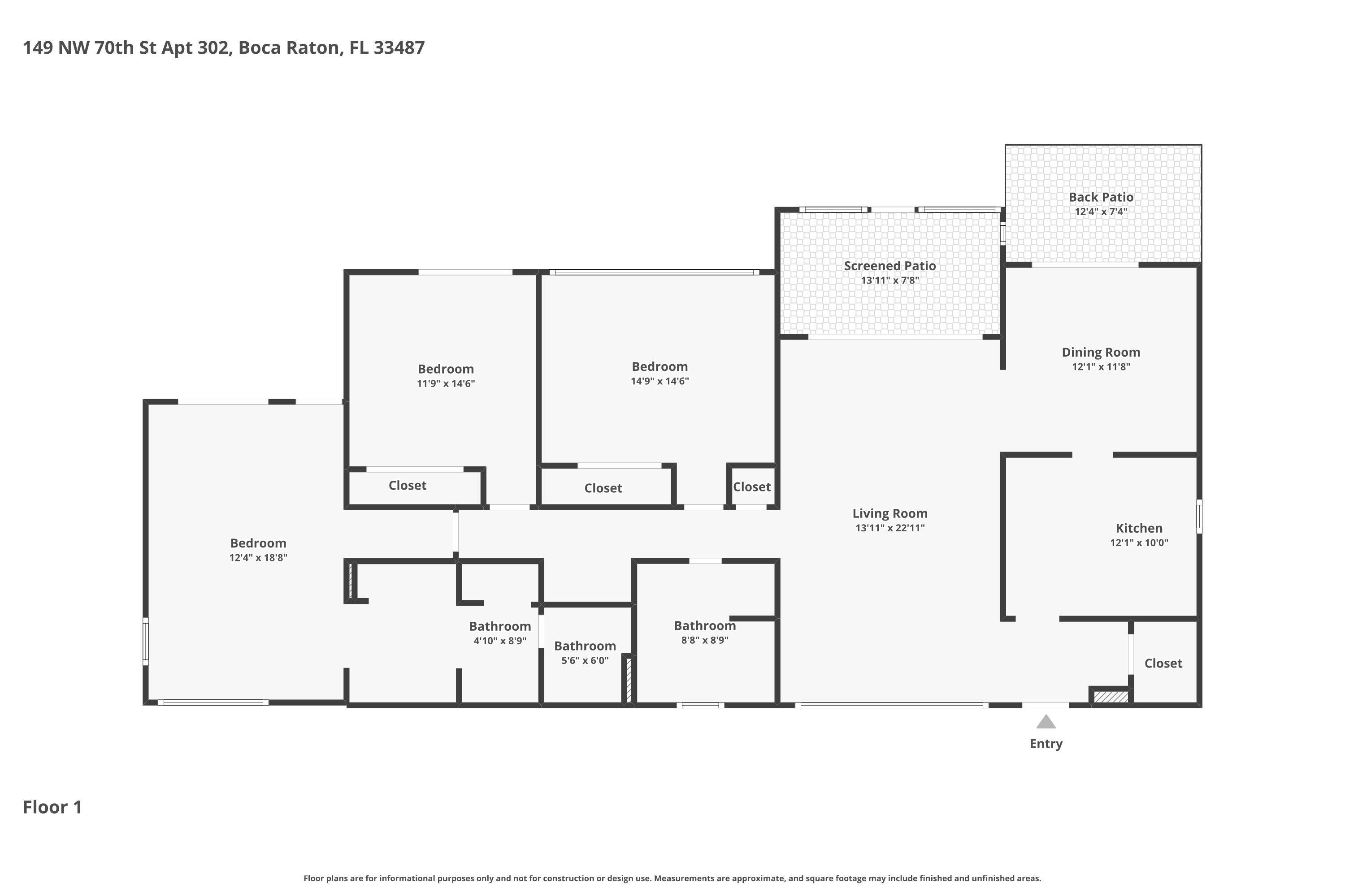 149 Northwest 70th Street, Unit 302B Boca Raton, FL 33487 - Photo 44 of 44 Floor Plan