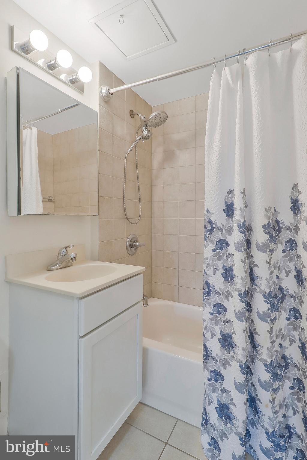 800 4th Street Southwest, Unit S721 Washington, DC 20024 - Photo 22 of 39 a bathroom with a sink a mirror and a shower