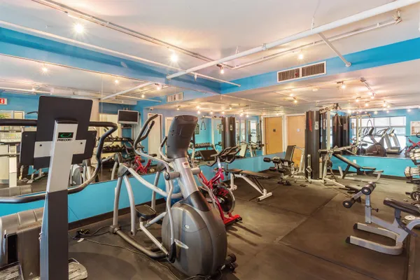 a view of a room with gym equipment