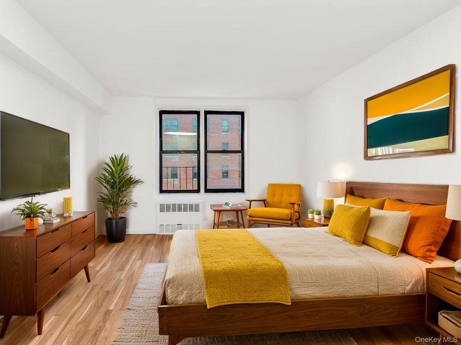 2165 Matthews Avenue, Unit 4A Bronx, NY 10462 - Photo 6 of 23 a bedroom with a bed and a flat screen tv