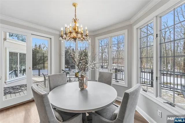 a living room with furniture a rug potted plant and a large window