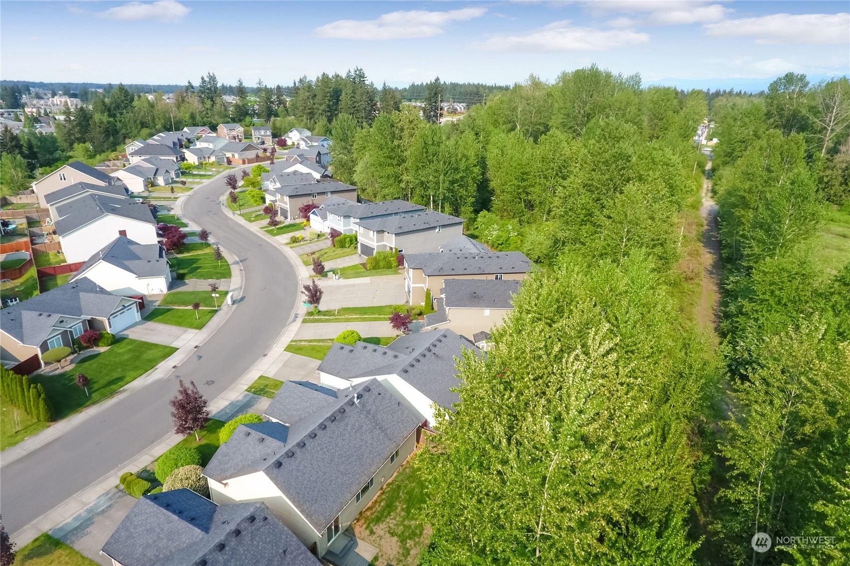 9814 201st Street East Graham, WA 98338 - Photo 32 of 40 an aerial view of a city with lots of residential buildings