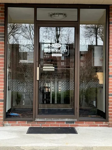 a view of a glass door with a door
