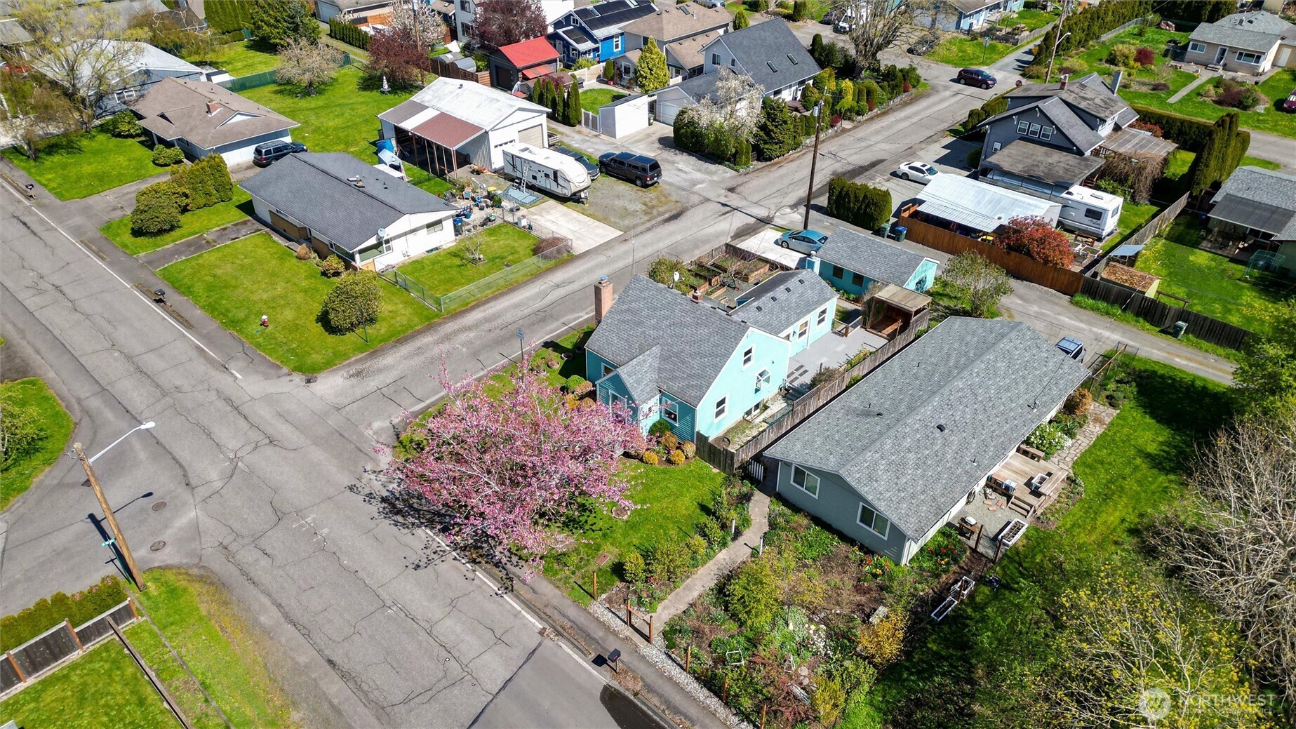2836 Patton Street Bellingham, WA 98225 - Photo 37 of 40 an aerial view of residential house with outdoor space and street view