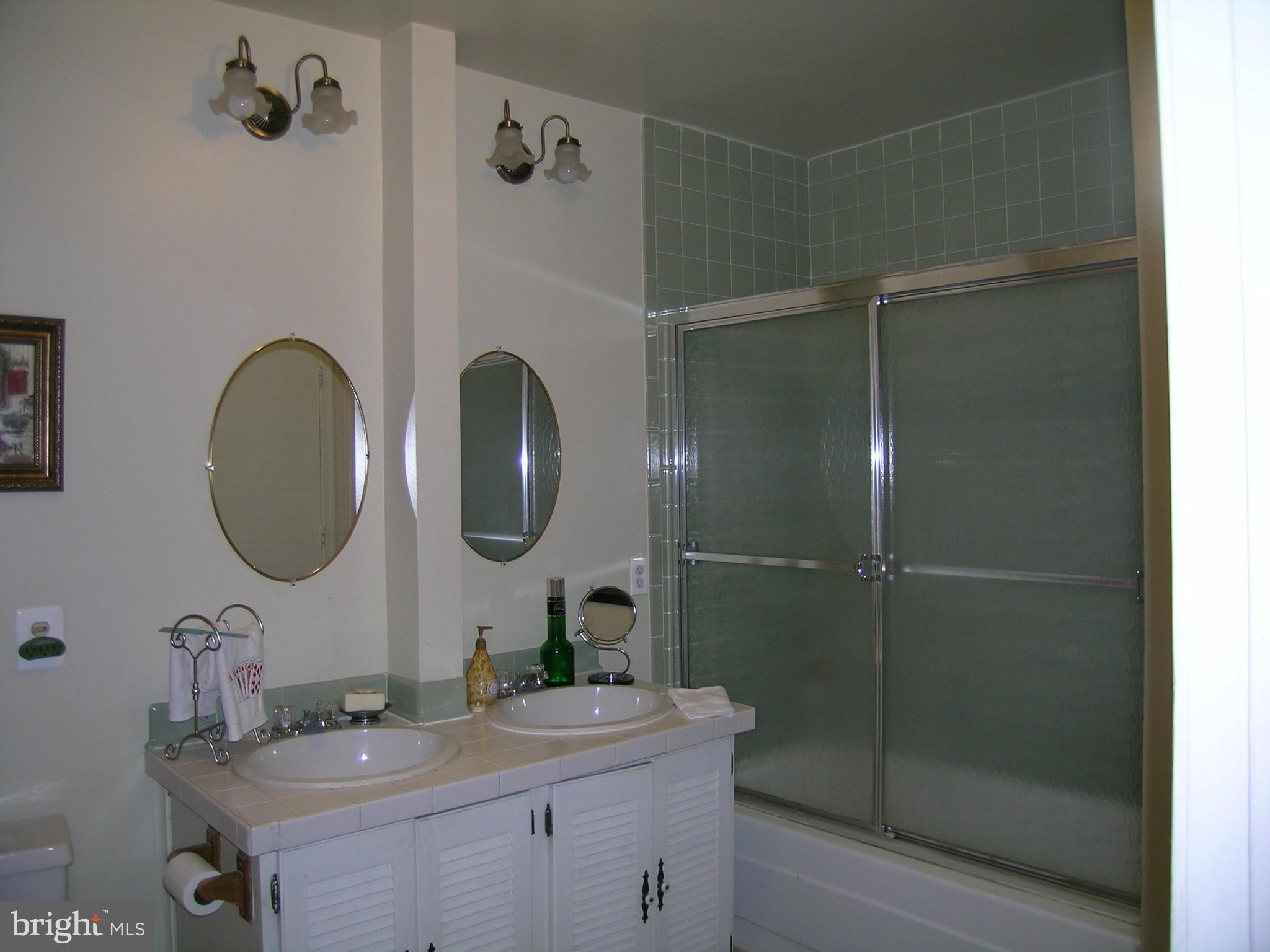 5907 Bayshire Road, Unit 189 Springfield, VA 22152 - Photo 17 of 21 a bathroom with a double vanity sink mirror and shower