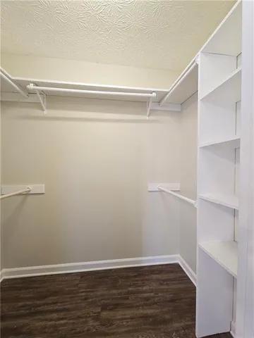 a view of an empty walk in closet