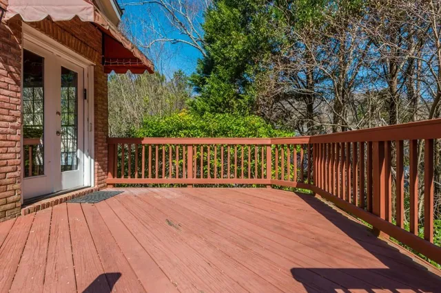 a view of a brick house with wooden floor