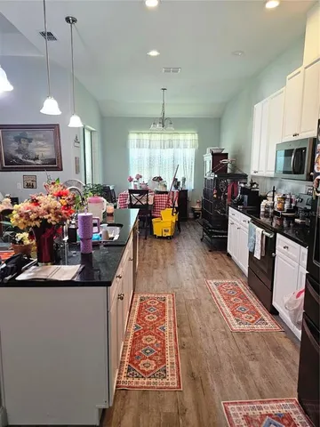 a kitchen with lots of counter top space