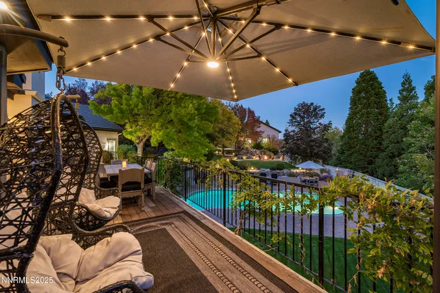 a view of a park with large trees