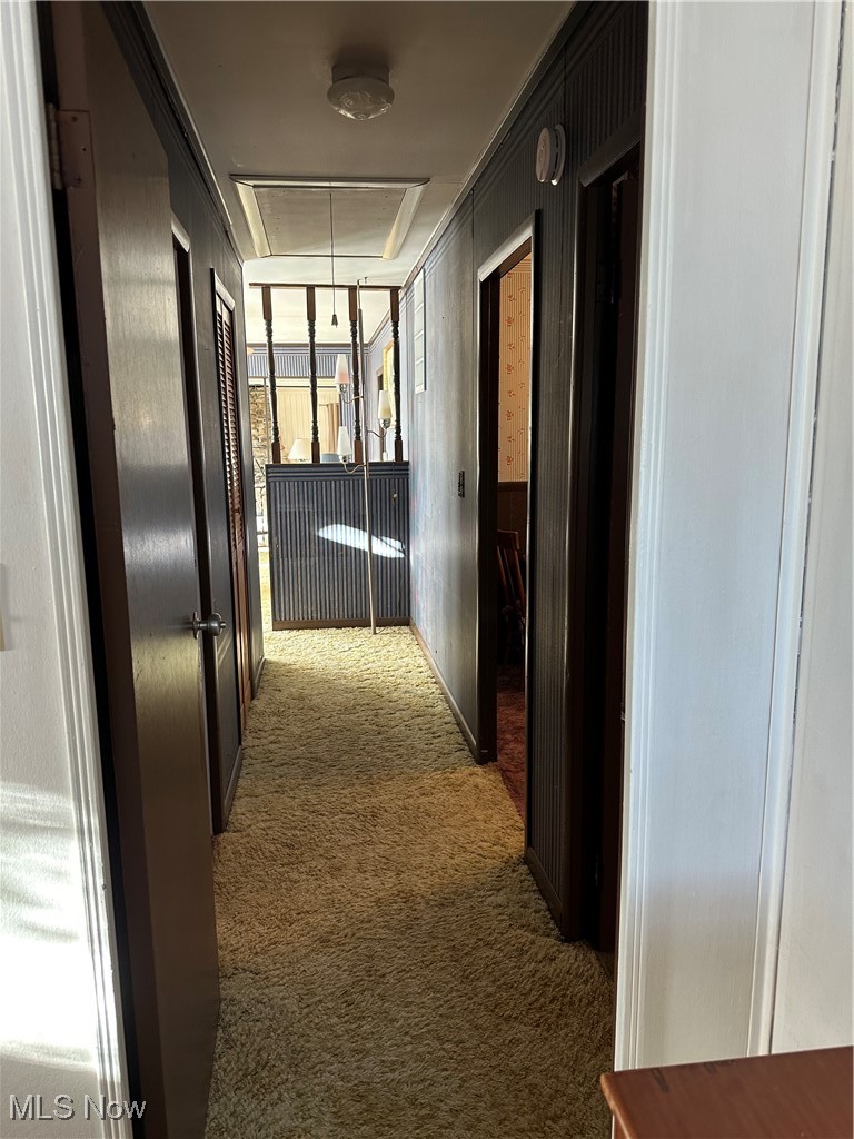 314 Devon Road Woodsfield, OH 43793 - Photo 34 of 50 Hallway with carpet floors and attic access