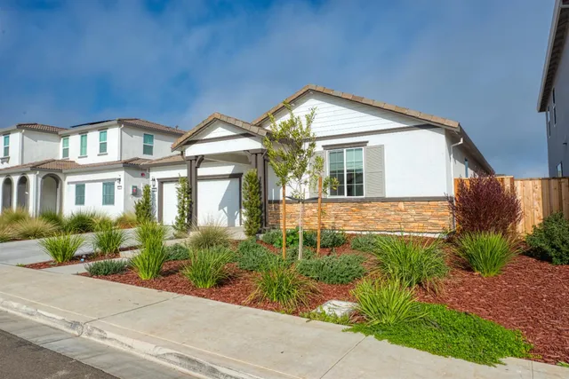 a front view of a house with garden