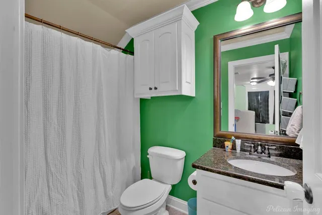 a bathroom with a toilet a sink and mirror