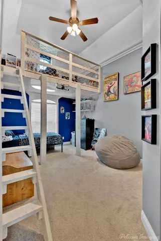 a room with furniture and a fireplace