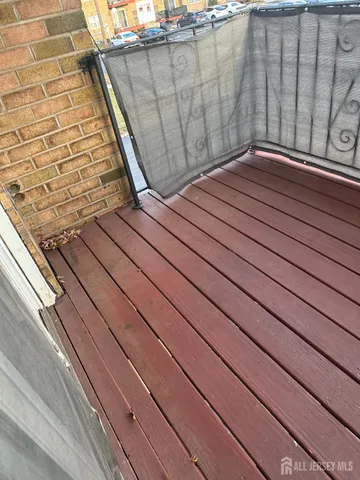 a view of wooden balcony