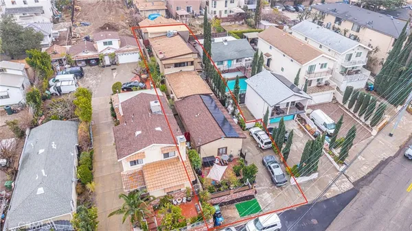 an aerial view of multiple house