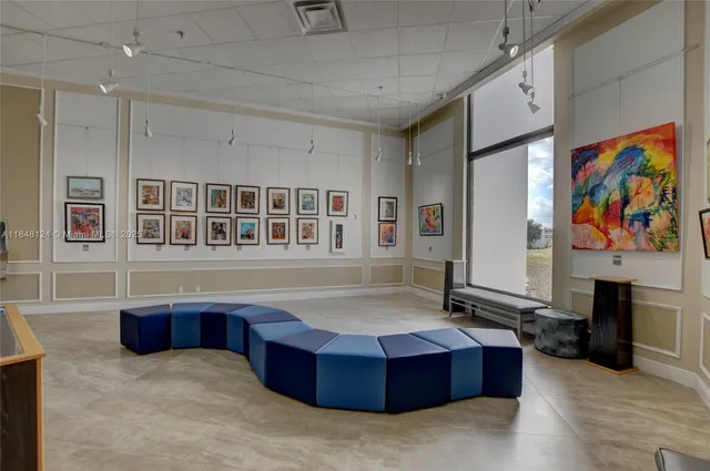 a view of street with sitting area