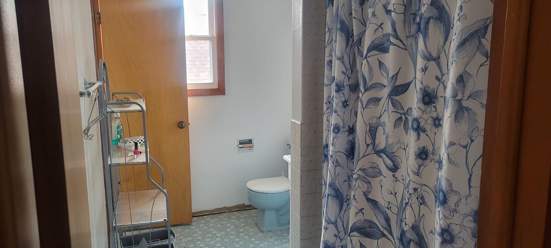 927 Walter Street Lemont, IL 60439 - Photo 12 of 16 a bathroom with a toilet and a shower curtain