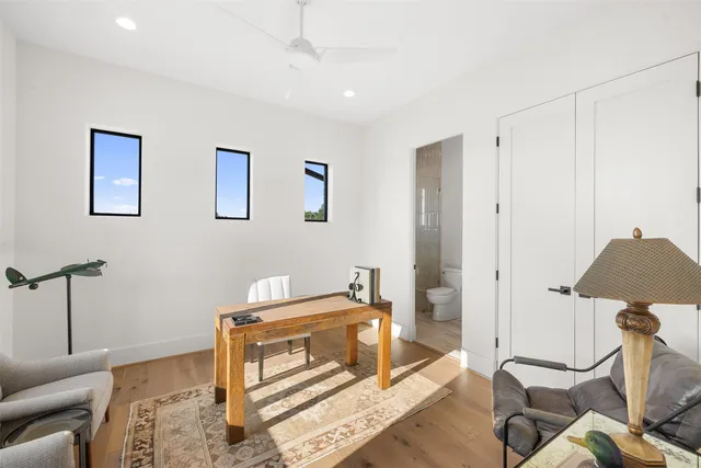 a living room with a couch and a table