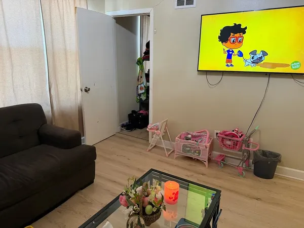 a living room with furniture