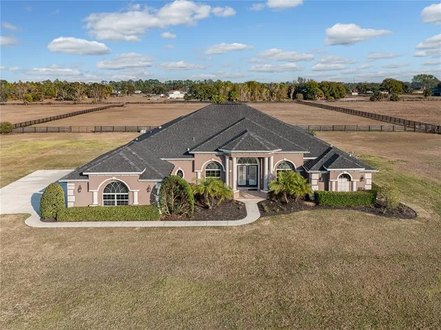 an aerial view of a house