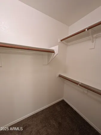 a view of an empty walk in closet