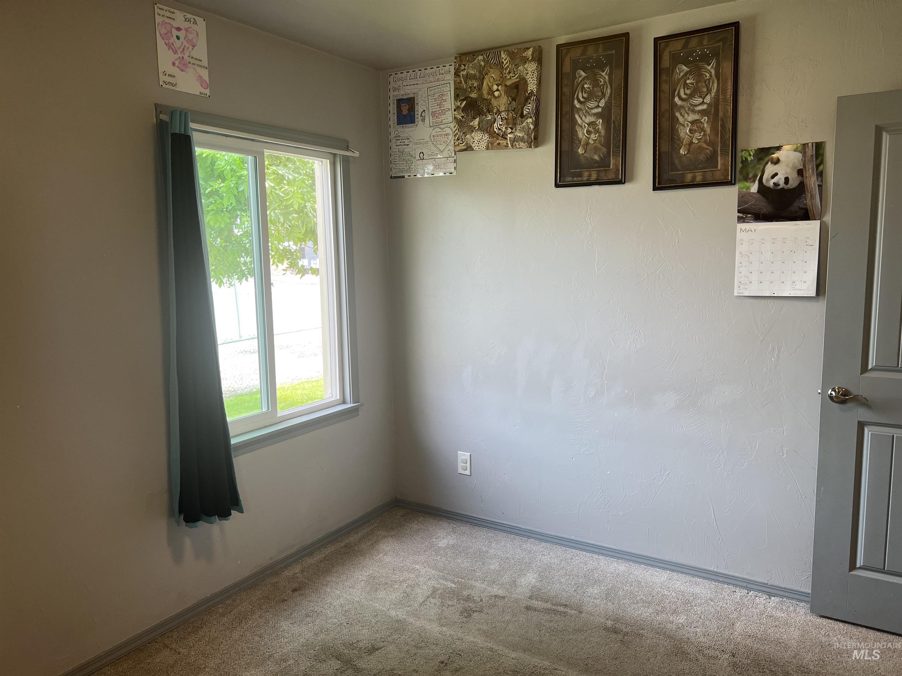 121 North 1st Street Nyssa, OR 97913 - Photo 12 of 20 Neutral wall paint with textured finish, light-toned carpet flooring, white trim, and a white framed window