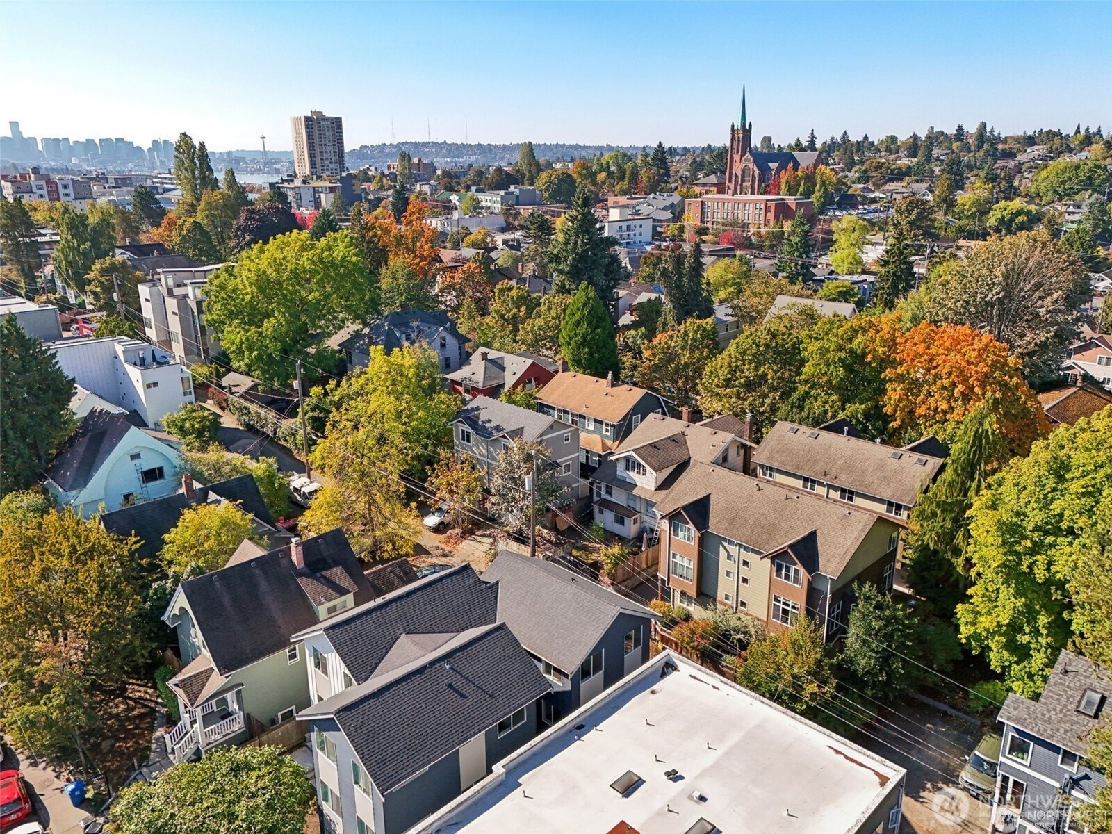 5259 Brooklyn Avenue Northeast Seattle, WA 98105 - Photo 34 of 40 an aerial view of a city with lots of residential buildings